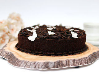 Side view of Round Chocolate Truffle Cake